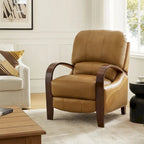 Poltrona reclinabile push-back in vera pelle multicolore, monoposto, braccioli in legno curvi