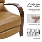 Poltrona reclinabile push-back in vera pelle multicolore, monoposto, braccioli in legno curvi