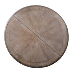 Tavolo da pranzo rotondo con piedistallo in bianco antico/bisquit anticato con prolunga da 45,7 cm, 4-6 posti