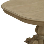 Tavolo da pranzo rotondo con piedistallo in bianco antico/bisquit anticato con prolunga da 45,7 cm, 4-6 posti