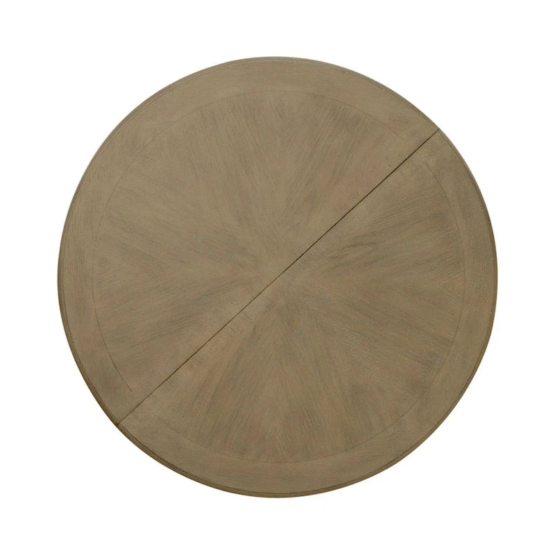 Tavolo da pranzo rotondo con piedistallo in bianco antico/bisquit anticato con prolunga da 45,7 cm, 4-6 posti