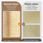 Comodino Rattan Nero / Naturale con Cassetto, Stile Boho, Uso per 1-2 Persone