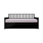 Letto a una piazza in legno vintage con letto estraibile – Quercia chiara / Nero / Noce / Bianco / Grigio antico, 2 posti letto