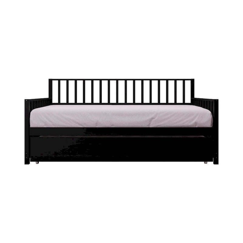 Letto a una piazza in legno vintage con letto estraibile – Quercia chiara / Nero / Noce / Bianco / Grigio antico, 2 posti letto