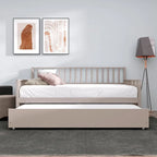 Letto a una piazza in legno vintage con letto estraibile – Quercia chiara / Nero / Noce / Bianco / Grigio antico, 2 posti letto