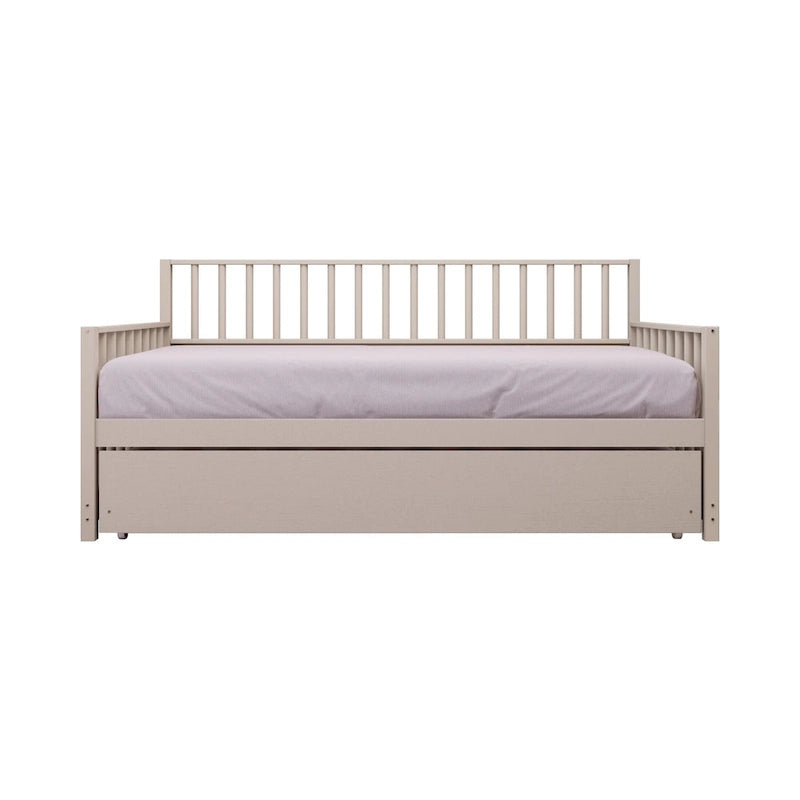 Letto a una piazza in legno vintage con letto estraibile – Quercia chiara / Nero / Noce / Bianco / Grigio antico, 2 posti letto