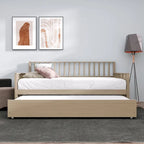 Letto a una piazza in legno vintage con letto estraibile – Quercia chiara / Nero / Noce / Bianco / Grigio antico, 2 posti letto