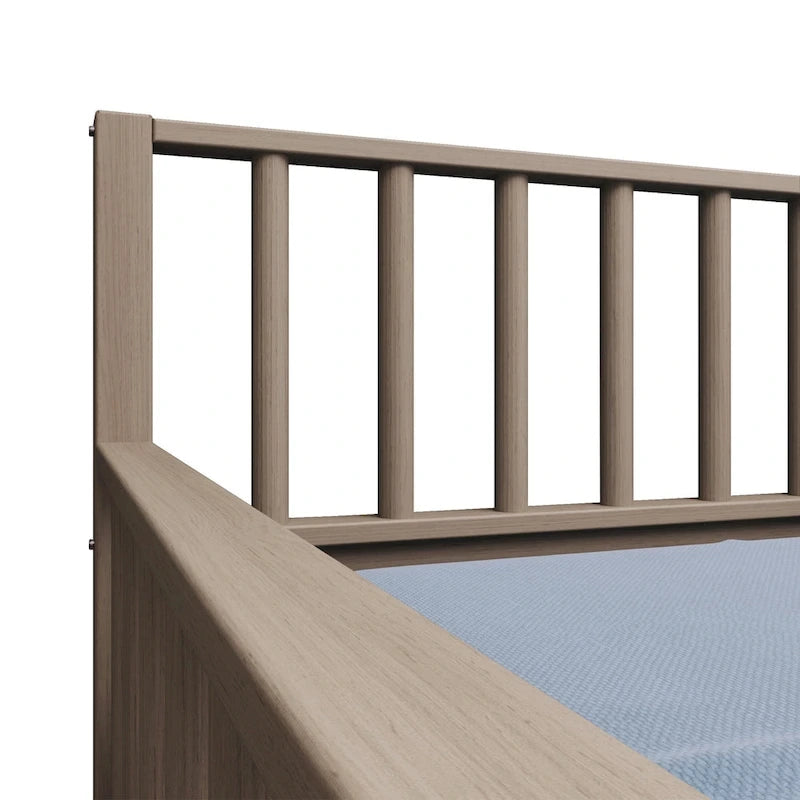 Letto a una piazza in legno vintage con letto estraibile – Quercia chiara / Nero / Noce / Bianco / Grigio antico, 2 posti letto