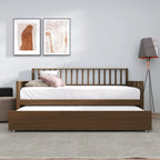 Letto a una piazza in legno vintage con letto estraibile – Quercia chiara / Nero / Noce / Bianco / Grigio antico, 2 posti letto