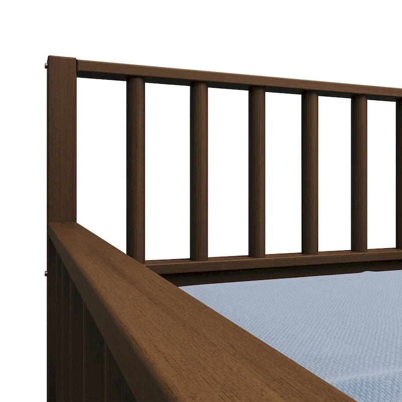 Letto a una piazza in legno vintage con letto estraibile – Quercia chiara / Nero / Noce / Bianco / Grigio antico, 2 posti letto