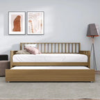 Letto a una piazza in legno vintage con letto estraibile – Quercia chiara / Nero / Noce / Bianco / Grigio antico, 2 posti letto