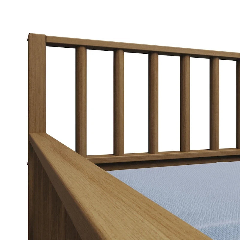 Letto a una piazza in legno vintage con letto estraibile – Quercia chiara / Nero / Noce / Bianco / Grigio antico, 2 posti letto