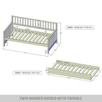 Letto a una piazza in legno vintage con letto estraibile – Quercia chiara / Nero / Noce / Bianco / Grigio antico, 2 posti letto