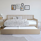 Letto a una piazza in legno vintage con letto estraibile – Quercia chiara / Nero / Noce / Bianco / Grigio antico, 2 posti letto