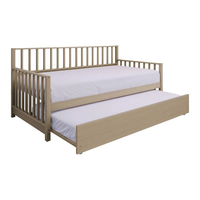 Letto a una piazza in legno vintage con letto estraibile – Quercia chiara / Nero / Noce / Bianco / Grigio antico, 2 posti letto