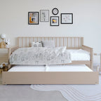 Letto a una piazza in legno vintage con letto estraibile – Quercia chiara / Nero / Noce / Bianco / Grigio antico, 2 posti letto