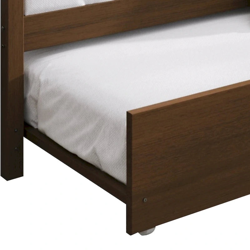 Letto a una piazza in legno vintage con letto estraibile – Quercia chiara / Nero / Noce / Bianco / Grigio antico, 2 posti letto