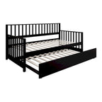 Letto a una piazza in legno vintage con letto estraibile – Quercia chiara / Nero / Noce / Bianco / Grigio antico, 2 posti letto