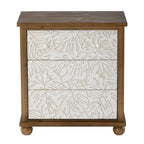 Cassettiera a 3 cassetti crema e marrone, stile rustico, armadietto singolo