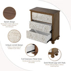 Cassettiera a 3 cassetti crema e marrone, stile rustico, armadietto singolo