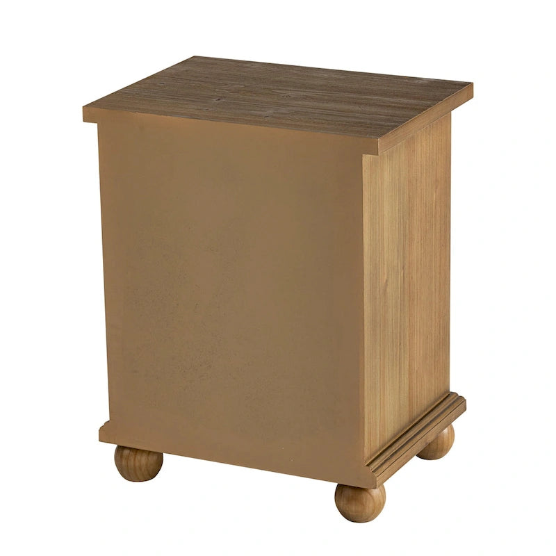 Cassettiera a 3 cassetti crema e marrone, stile rustico, armadietto singolo