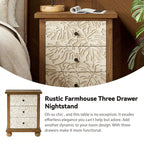 Cassettiera a 3 cassetti crema e marrone, stile rustico, armadietto singolo
