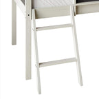 Letto a soppalco basso per bambini (letto gemello) con scivolo, scaletta e lavagna - Bianco/Nero/Grigio