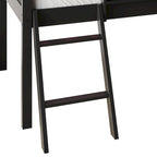 Letto a soppalco basso per bambini (letto gemello) con scivolo, scaletta e lavagna - Bianco/Nero/Grigio