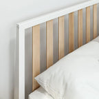 Letto matrimoniale in legno massello nero/queen con testiera a doghe