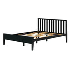 Letto matrimoniale in legno massello nero/queen con testiera a doghe