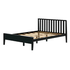 Letto matrimoniale in legno massello nero/queen con testiera a doghe