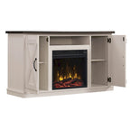 Mobile TV da fattoria con camino elettrico, colore bianco/legno invecchiato, adatto a TV fino a 55"