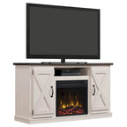 Mobile TV da fattoria con camino elettrico, colore bianco/legno invecchiato, adatto a TV fino a 55"