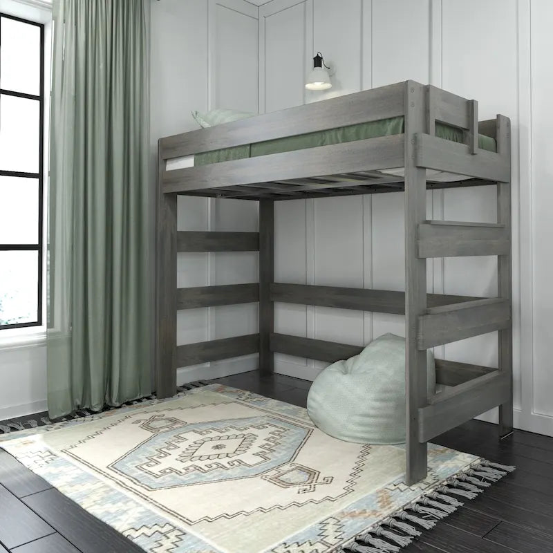 Letto a soppalco alto singolo – Driftwood / Barnwood Brown, Legno, 1 persona
