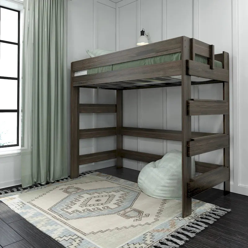 Letto a soppalco alto singolo – Driftwood / Barnwood Brown, Legno, 1 persona