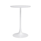 Tavolo da caffè rotondo bianco, altezza bancone, stile metà secolo, 2 posti