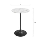 Tavolo da caffè rotondo bianco, altezza bancone, stile metà secolo, 2 posti