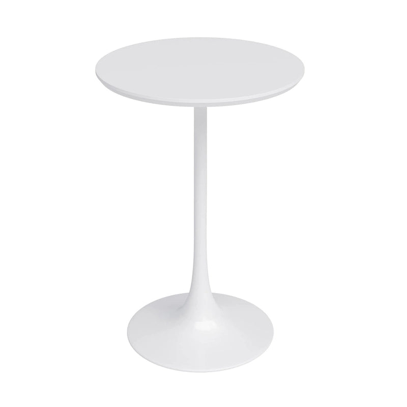 Tavolo da caffè rotondo bianco, altezza bancone, stile metà secolo, 2 posti