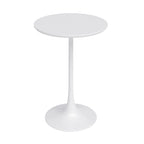 Tavolo da caffè rotondo bianco, altezza bancone, stile metà secolo, 2 posti