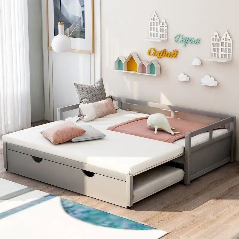 Divano letto in legno massello di pino con letto estraibile – Da una piazza a piazza e mezza, per 1-2 persone