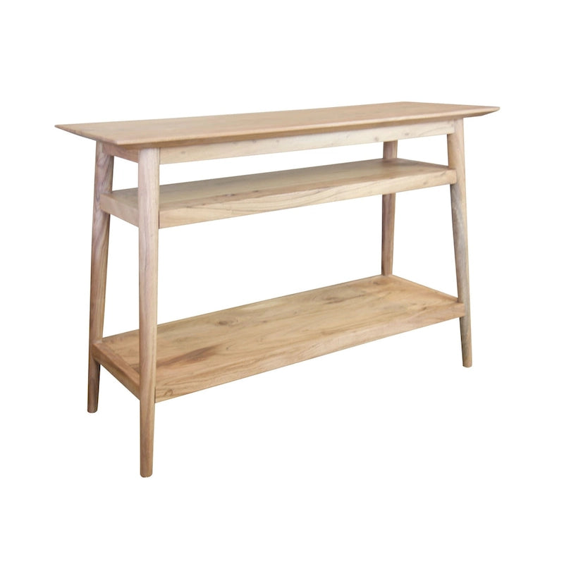 Consolle in Legno Naturale di Acacia con 2 Ripiani, Singola