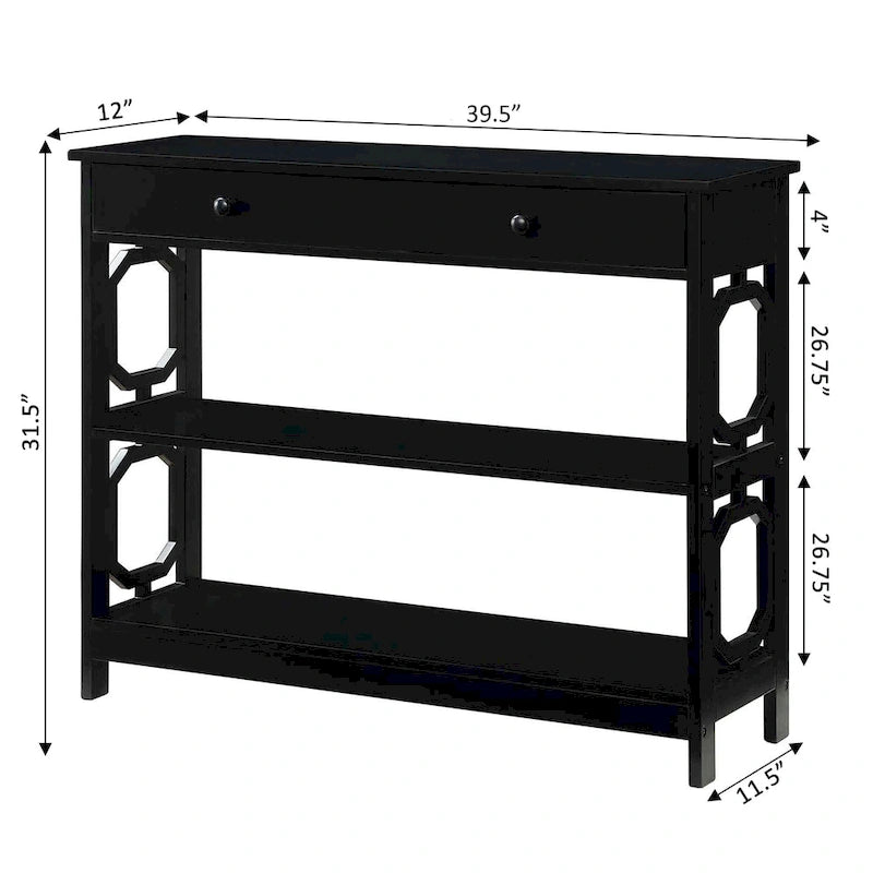 Nero / Espresso / Grigio / Bianco – Tavolo Consolle Geometrico con Cassetto e Ripiani