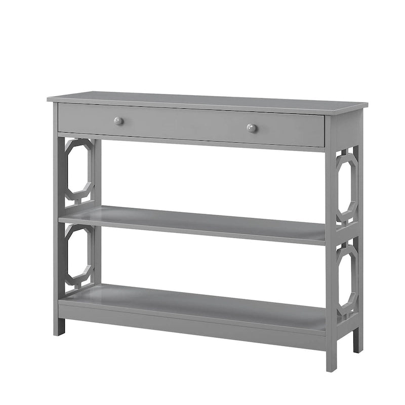 Nero / Espresso / Grigio / Bianco – Tavolo Consolle Geometrico con Cassetto e Ripiani