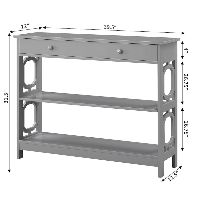 Nero / Espresso / Grigio / Bianco – Tavolo Consolle Geometrico con Cassetto e Ripiani