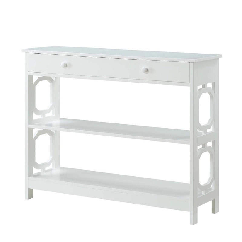 Nero / Espresso / Grigio / Bianco – Tavolo Consolle Geometrico con Cassetto e Ripiani