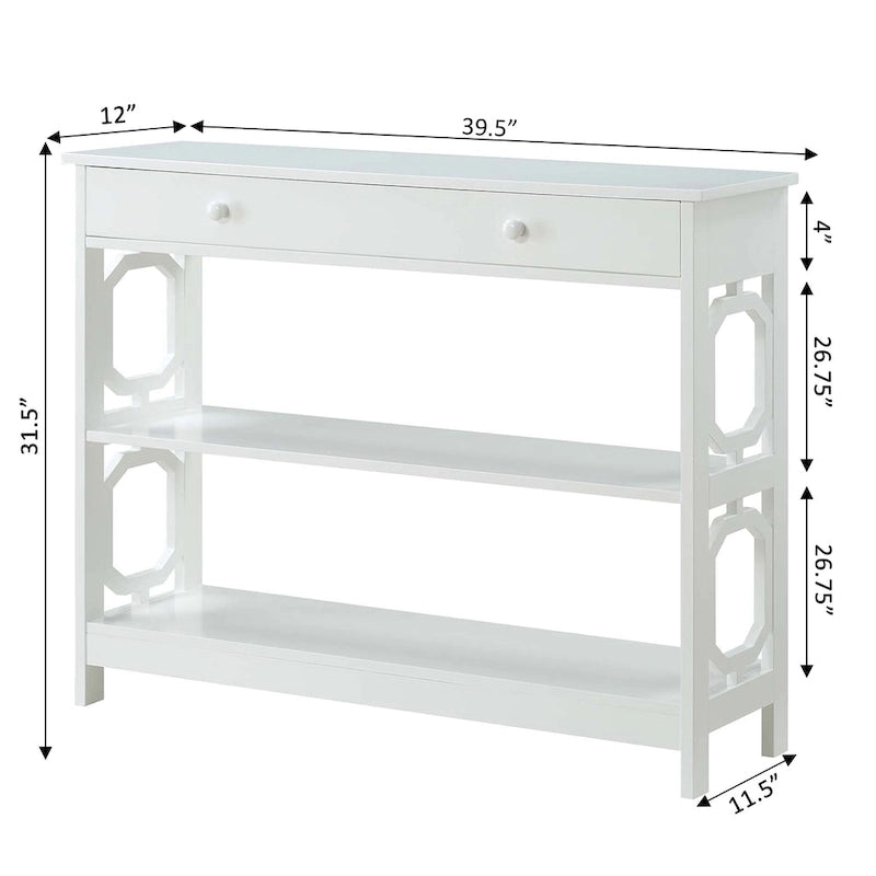 Nero / Espresso / Grigio / Bianco – Tavolo Consolle Geometrico con Cassetto e Ripiani