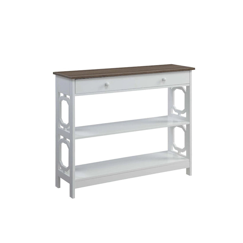Nero / Espresso / Grigio / Bianco – Tavolo Consolle Geometrico con Cassetto e Ripiani