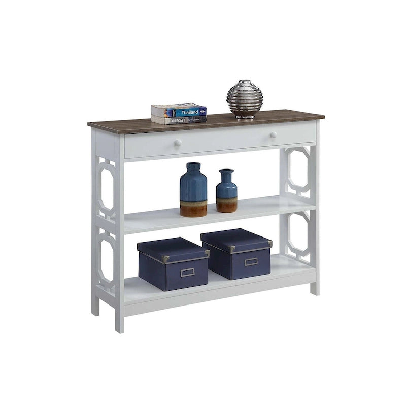 Nero / Espresso / Grigio / Bianco – Tavolo Consolle Geometrico con Cassetto e Ripiani