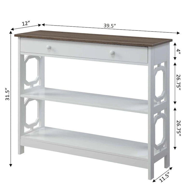 Nero / Espresso / Grigio / Bianco – Tavolo Consolle Geometrico con Cassetto e Ripiani