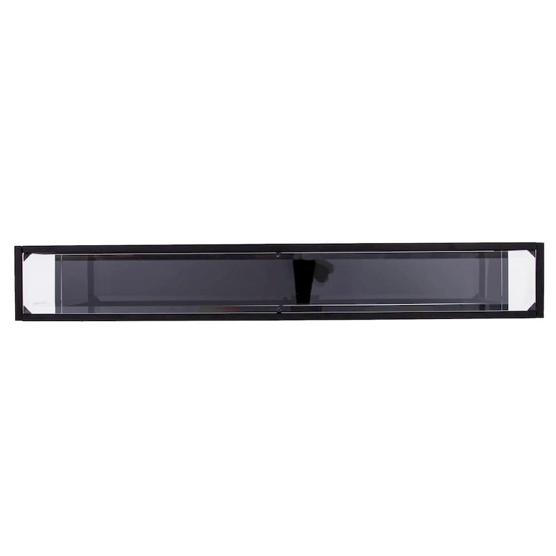Consolle stretta in metallo argento/nero con piano in vetro, disponibile in 2 colori